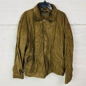 Claiborne Tan faux Suede lightweight Bomber Jacket size XXL